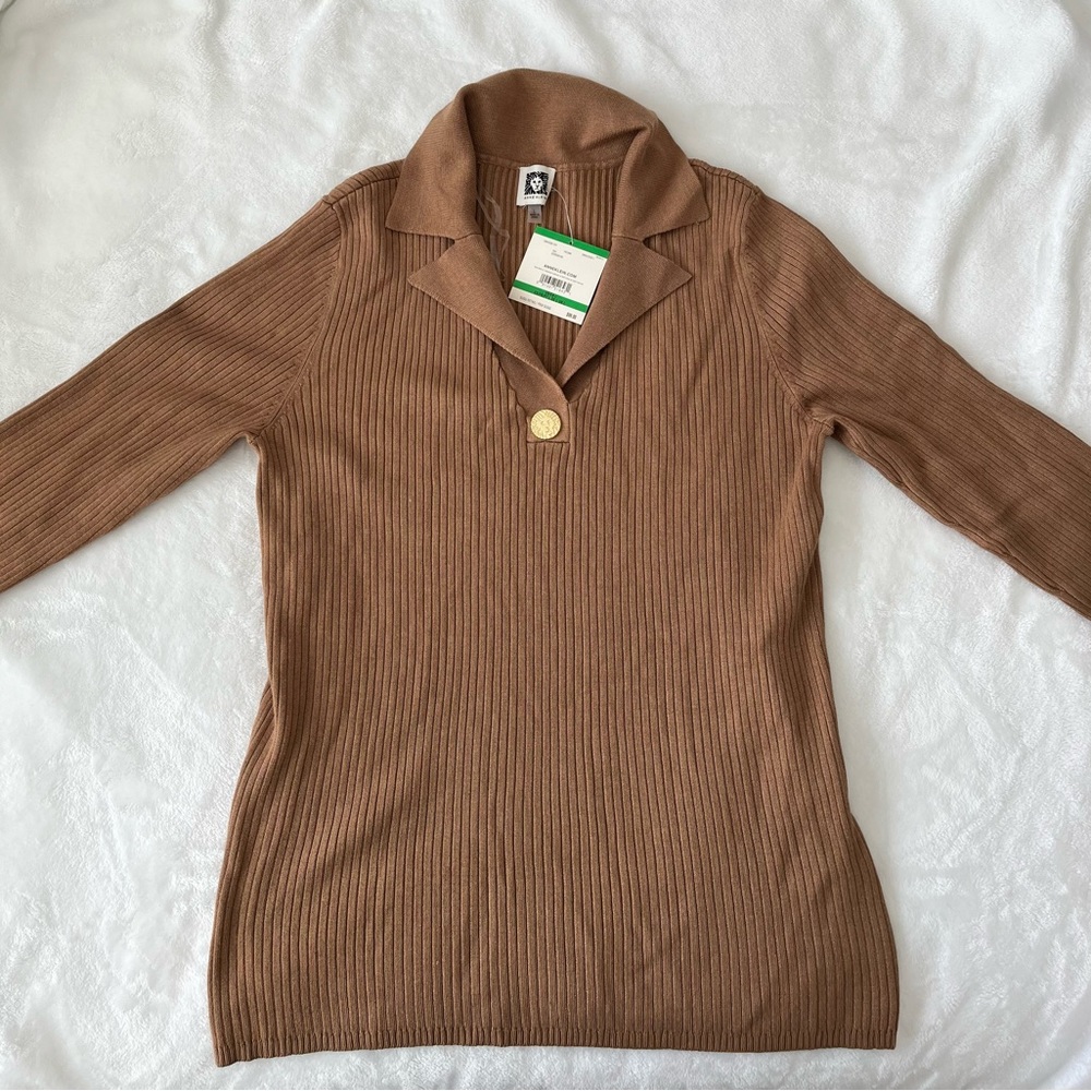 Anne Klein brown collared top